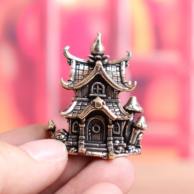 Фигурка Домашний Декор Замок Украшения Архитектурные Латунные Украшения Старинный Стиль Маленькие Домики
