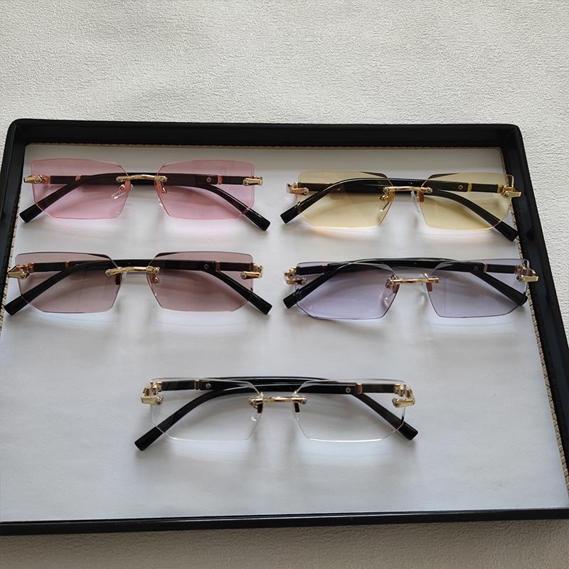 5pcs/Set Fashion Rectangle Rimless Women Sunglasses Populor Small Square Sun Glasses For Female Outdoor Shades Eyewear Accessory