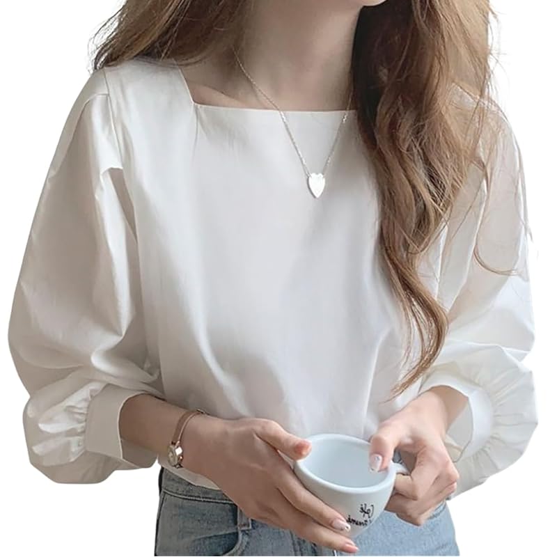 

[H.U.A] ladies shirt blouse tops long sleeve large size pearl stand-up collar tack intellectual gather Dress thin cut and sew business spring autumn