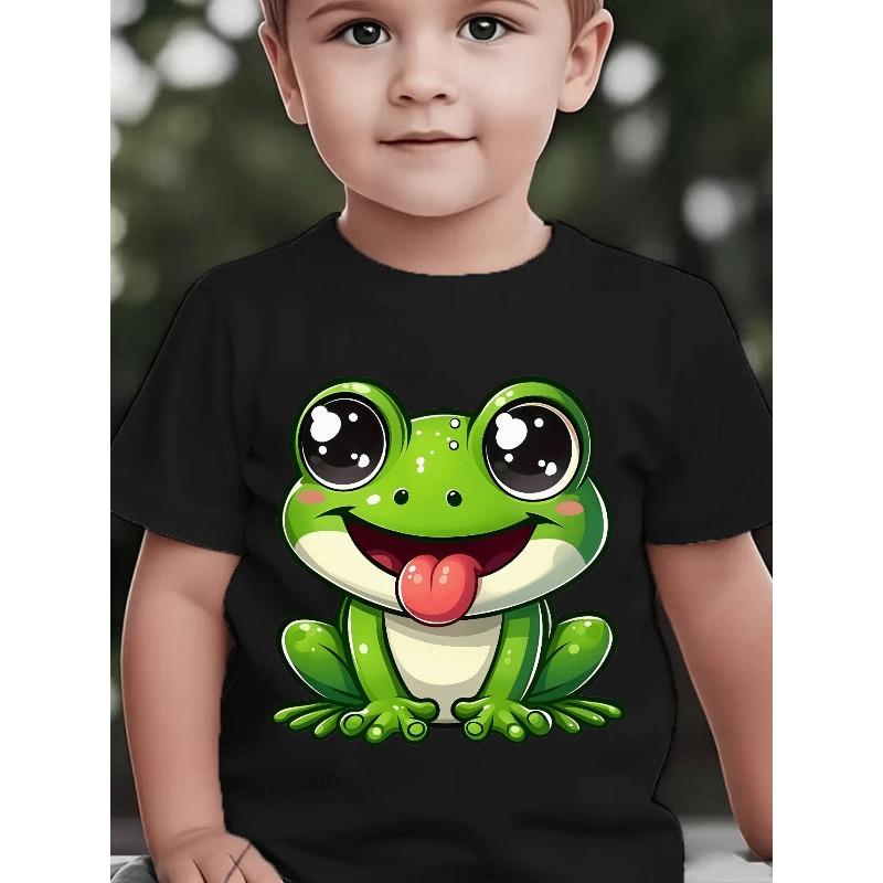 Baby Short Sleeve Spring Summer Autumn Cartoon Frog Pattern Cute Print Casual T-Shirt