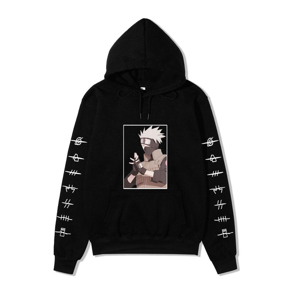 Naruto Anime Hoodie, Kakashi Graphic Sweatshirt with Ninja Village Symbols, Casual Street Hoodie for Adult Men and Women