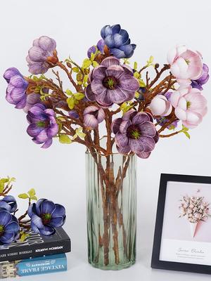 3 Pcs Artificial Fake Flowers Magnolia Flower EVA for Photography Props Wedding Indoor Outdoor Home Living Room Decoration