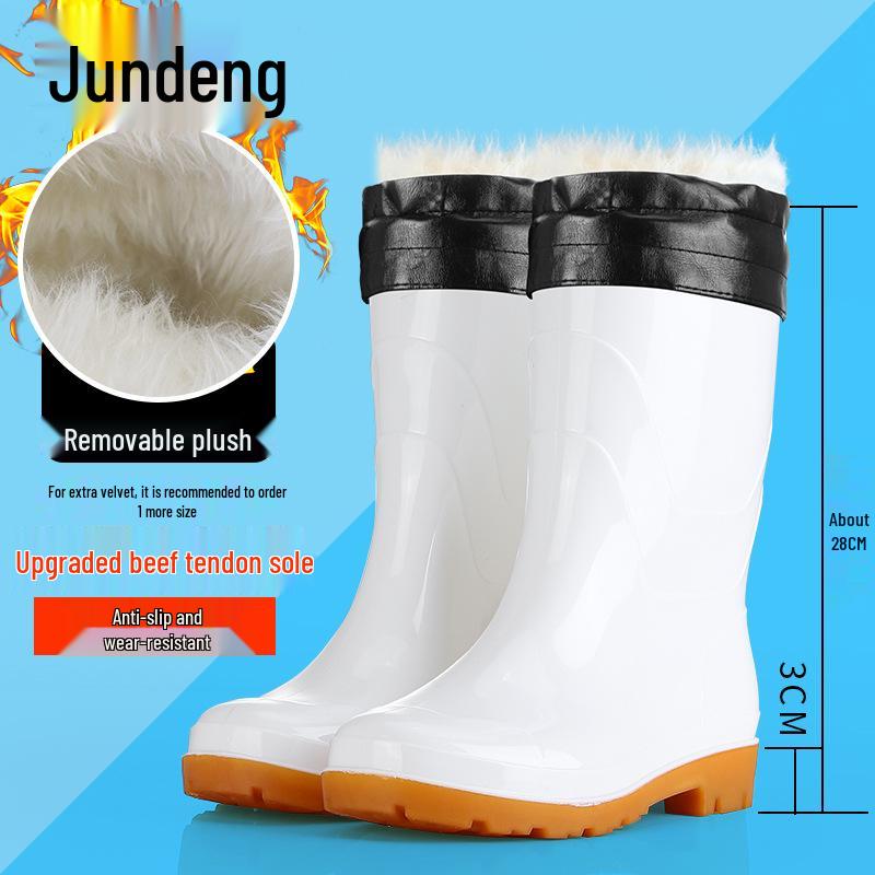 Military-Style Non-Slip White Rubber Boots for Men and Women - Thickened Wading Work Shoes