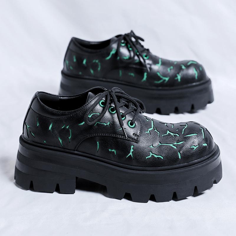 Tjocksulade PU-läder Herr Oxford Skor Bröllopsfest Manliga Formella Klänningsskor Personlighet Business Casual Skor Promenadsko