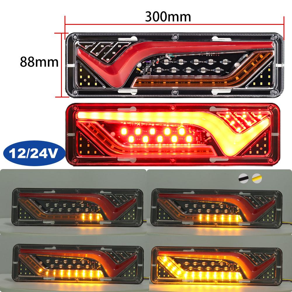 2 PCS Waterproof 12V 24 Truck LED Tail Light Rear Lamp Stop Reverse Safety Indicator Fog Lights for Trailer Truck Car Taillights