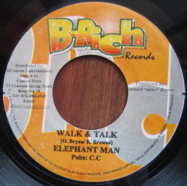 

7inch Record ELEPHANT MAN - Walk & Talk NONE B-Rich Records 2002 Jamaica Reggae, Ska & Dub Used