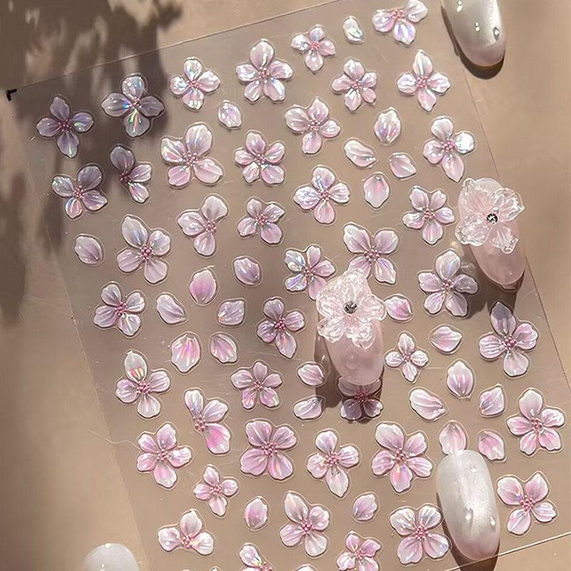 New Hipster Pure White Flowers Rose Spring Lily Camellia Daisy Jelly Cherry Blossom Nail Art Stickers Manicure Decals ZJT11