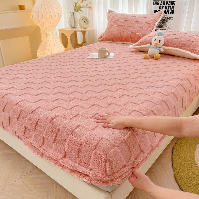 Milk Fleece Mattress Single Piece Tafu Fleece Mattress Mattress Protective Cover Winter Fleece Sheet Mattress Three-piece Set