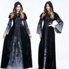 Vampire & Witch Halloween Costume: Skull Print Hooded Dress for Adults & Kids