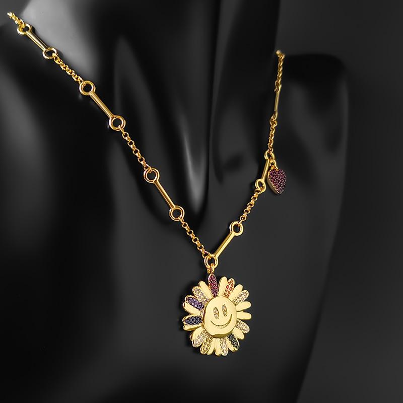 Stříbro S925 Nový duhový sedmikráskový perlový přívěsek pro štěstí Modrý náhrdelník Láska Letní nezbytnost Luxusní značka Monako Šperky