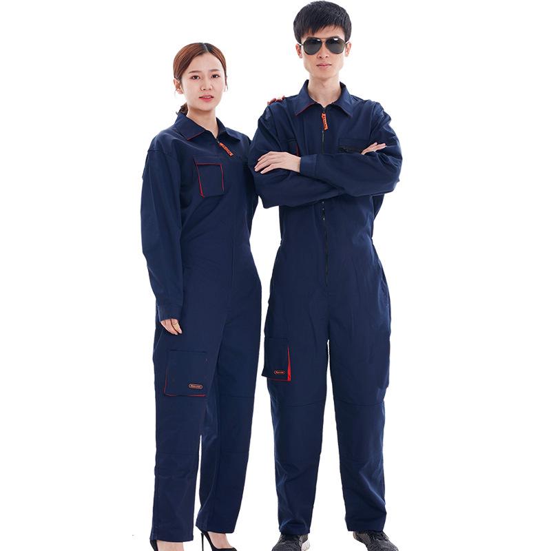 Korean-Style Gray Multi-Pocket Workwear Jumpsuit for Auto Repair and Labor Protection