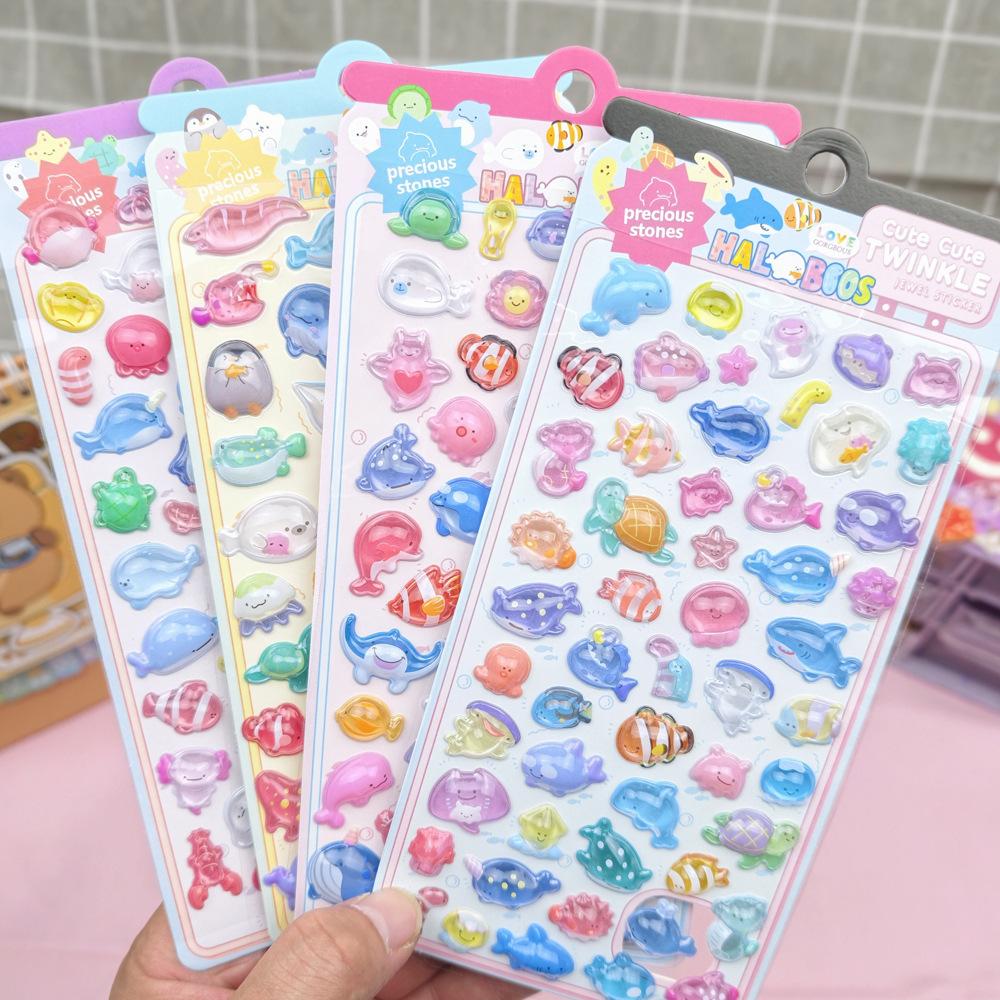 Pop Seal 3D Cute Ghost Family Relief Crystal Stereoscopic Cartoon Stickers For Kids Handcraft Phone Album Scrapbook Decoration