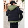 Winter Warme Jungen Patchwork Kapuzen-Reißverschlussjacken Schulkinder Mäntel Kinder Outfits Windbreaker