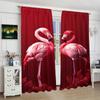 2 Pieces - Valentine's Day Flamingo - Printed Curtain 100% Polyester, Suitable for Home Decor (excluding Light Poles)