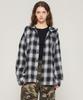 CARGOBROS FOR WOMAN Hooded Check Overshirt (Black)