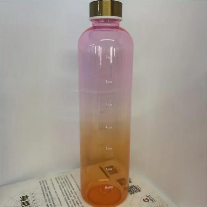 

1000ml Bottle With Time Marker 32 OZ Motivational Reusable Fitness Sports Outdoors Travel Leakproof BPA Free Frosted Plastic
