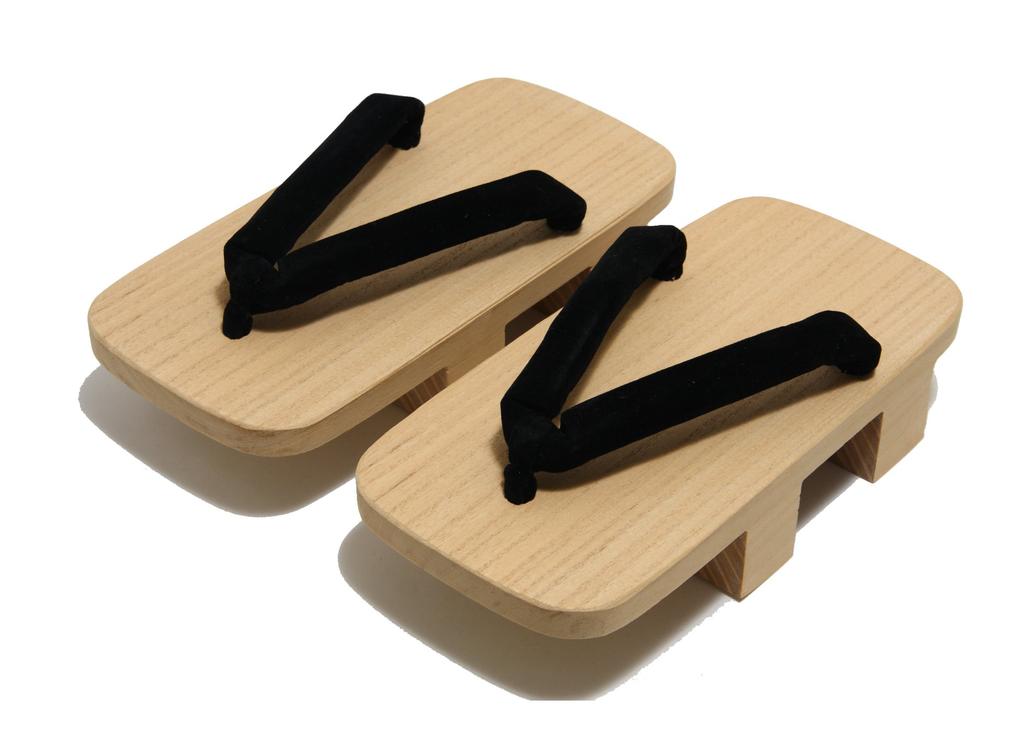 Hasegawa Paulownia Wood Geta Sandals with Black Made In Size M Men's Two-Toe Straps, Japan,