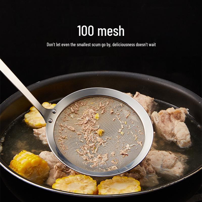 304 Stainless Steel Ultra-Fine Skimmer: 100-Mesh Kitchen Oil and Foam Strainer