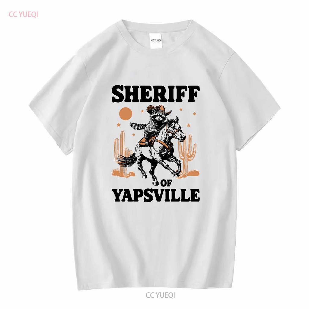 Sheriff Of Yapsville Racoon T Shirt Funny Western Cowboy Trash Panda Retro 90s Weirdcore Meme Cowgirl Clothing vintage Washed