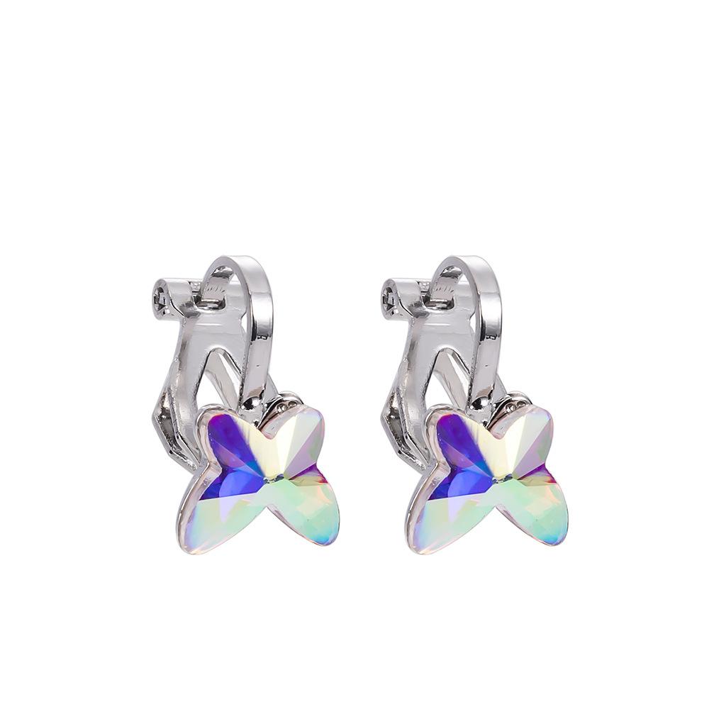 Colorful Butterfly Pierced Ear Clip Earrings