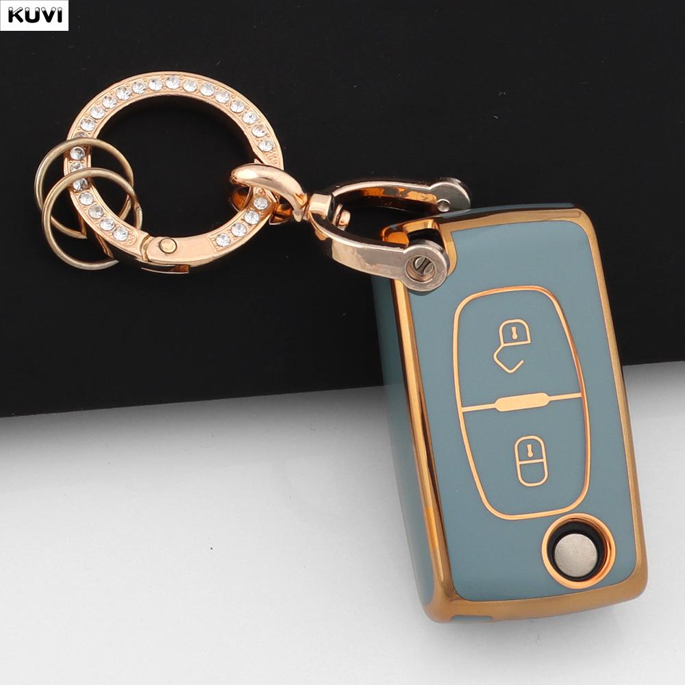Fashion TPU Car Key Case Cover Keychain Fob Shell For Citroen C2 C3 C4 C5 C6 Xsara Berlingo For Peugeot 207 307 308 407 607 807