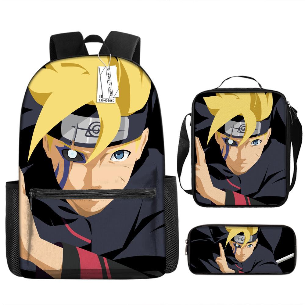 Naruto Naruto Rucksack Kakashi Naruto Uchi Grund- und Mittelschule Schultasche Kinderrucksack Dreiteiliges Set