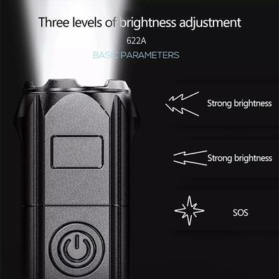 Potente Torcia LED Ricaricabile USB Torcia Portatile Zoomabile Luce da Campeggio 3 Modalità di Illuminazione Per Escursioni All'aperto Emergenza