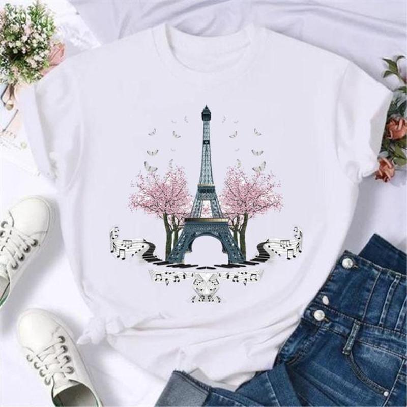 Maycaur Fashion Musical Note Printed Women T Shirt Harajuku Short Sleeve Funny T-Shirt Cute Cartoon Top Tees Female Clothes