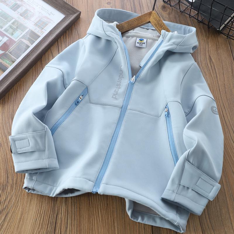 

Осенняя куртка-ветровка с капюшоном Gamma в полоску, с тремя степенями защиты, мягкая 140 cm синий