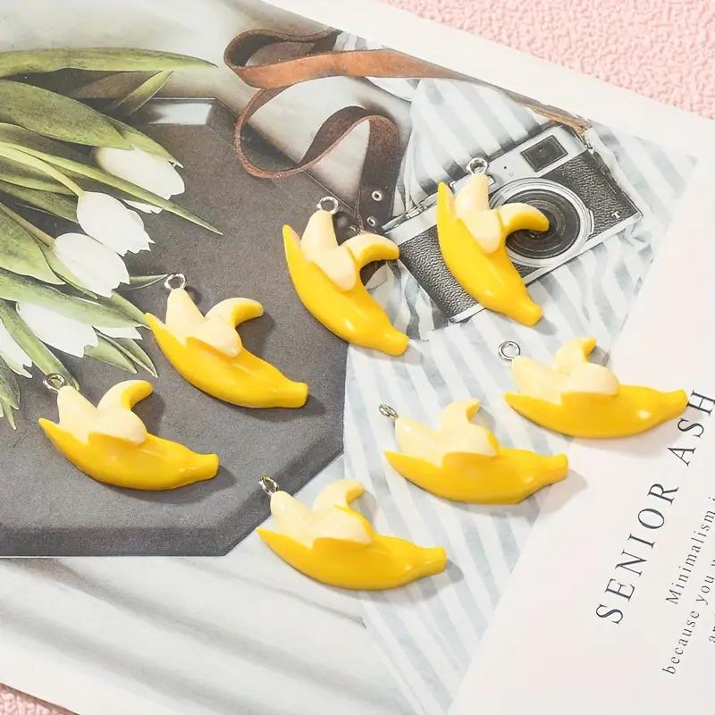 15 Realistic Banana Ornaments - with Hanging Rings, Can Be Used for DIY Jewelry Making, Keychains, Bag Decoration - Cute Banana