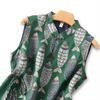 Women's Improved Cheongsam Summer Linen Style Retro Fish Print Frog Button Sleeveless Stand Collar Thin Fresh Midi Dress