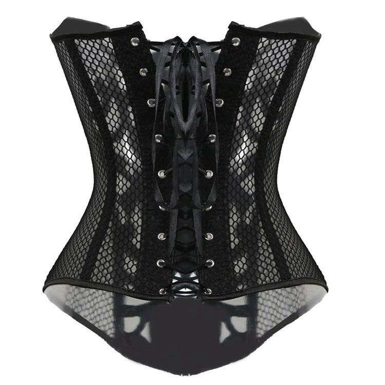JYL TS black printed mesh sexy shapewear with European and American court corset support