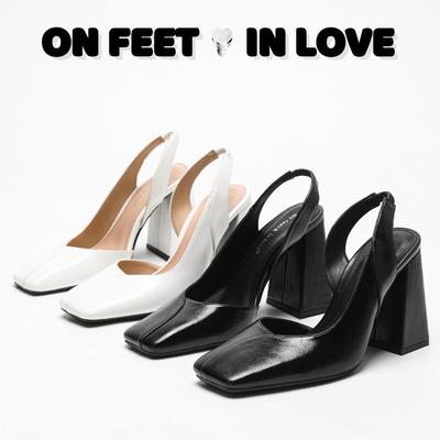On-Foot Love: Simple Square Toe Backless Mid-Heel Sandals - Versatile Spring/Summer Footwear