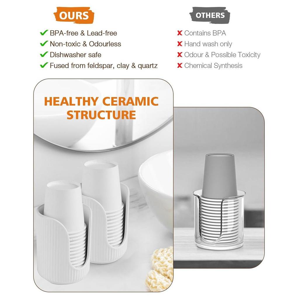 Bathroom Cup Dispenser, 3oz-4oz Plastic Paper Cup Holder, Small Countertop Mouthwash Cup,for Vanity,Bathroom,Kitchen, Restaurant