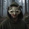 Maschera Demone Mezza Faccia Halloween Corna di Ariete Maschera Demoniaca, Mezza Faccia Horror Leggera Gotica Maschera per Cosplay Festa in Costume Stile Oscuro
