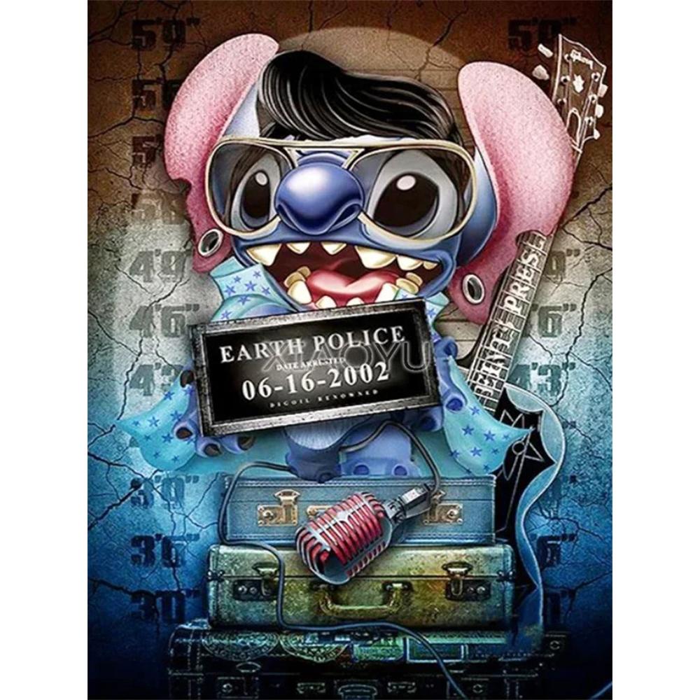 

Disney Cartoon Diamond Painting Stitch Rock Style Trendy Art Illustration 5D DIY Art Cross Stitch Kit Mosaic Embroidery Home Decor Gift Round 20x30cm