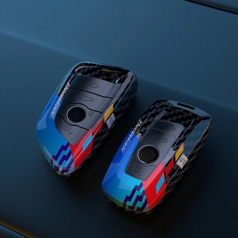 Fashion Carbon Fiber Style Car Remote Key Case Cover For BMW 1 2 3 4 5 6 7 Series X1 X3 X4 X5 X6 F30 F34 F10 F07 F20 G30 F15 F16