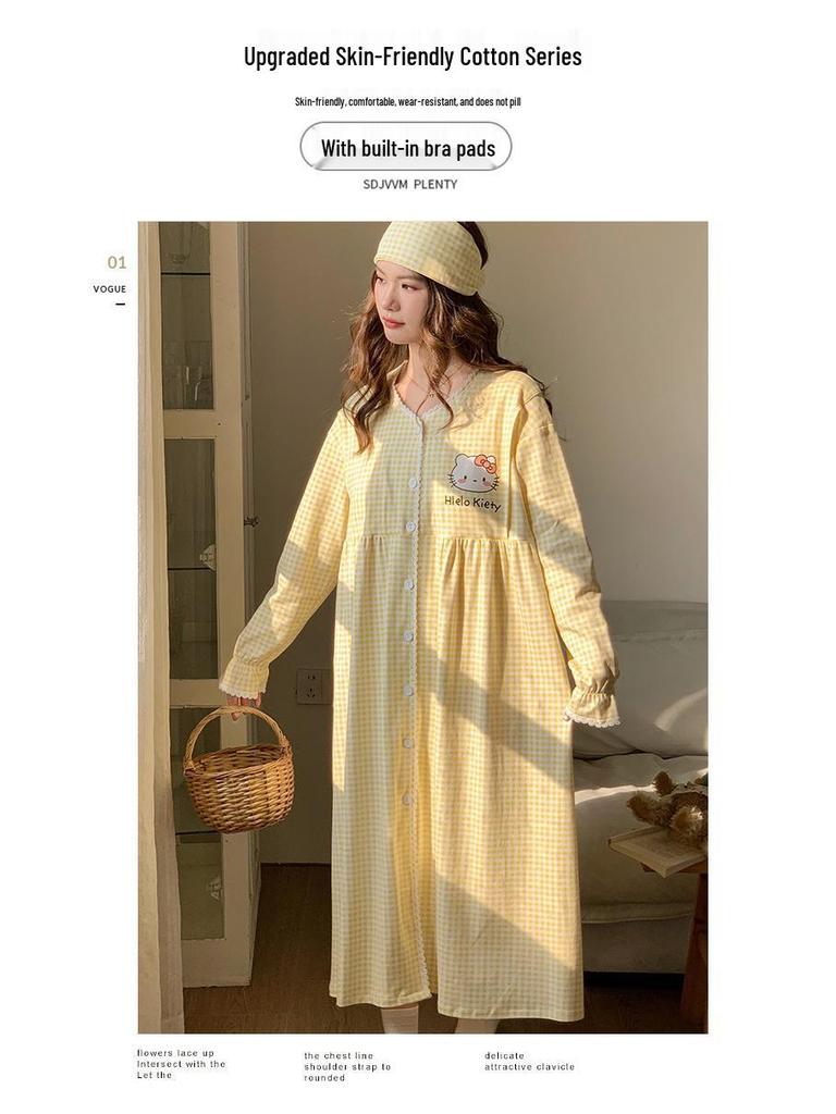 Plus Size Maternity Nightgown with Breast Pads for Postpartum, Spring, Summer, Autumn; Comfortable Labor Dress for Pregnant Women
