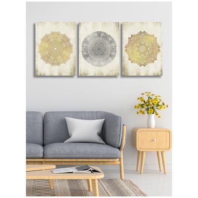 3-teiliges Mandala-Gold-Poster, Wandkunst, Leinwand, nordische Wohndekoration