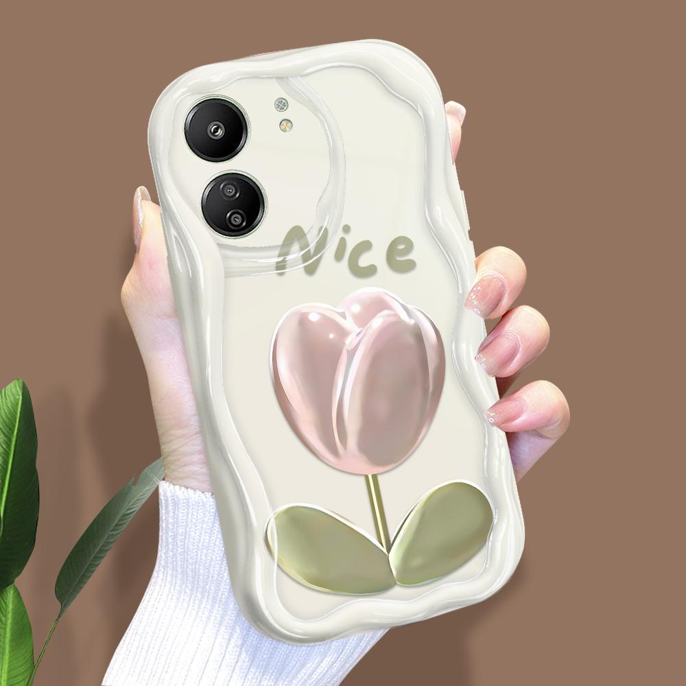 

Милый мультяшный узор, кремовая текстура, мягкий силиконовый чехол с волнистыми краями, чехол для телефона Xiaomi Redmi Xiaomi Poco C75 5G белый