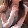 Sweet Girly Lace High Neck Mesh Long Sleeve T-shirt Base Layer - Available In 3 Colors