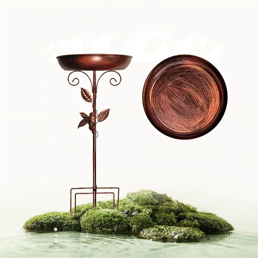 Iron Bird Feeder Ground Plugin Vintage Bird Water Bowl Bird Feeding Dish Garden
