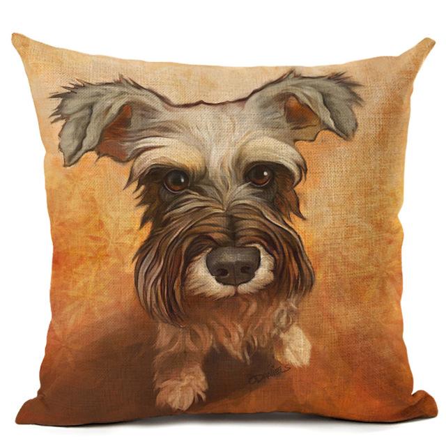New Cartoon Cotton Linen Cute Dog Printing Pillow Case Home Decorative Pillowcase Cover