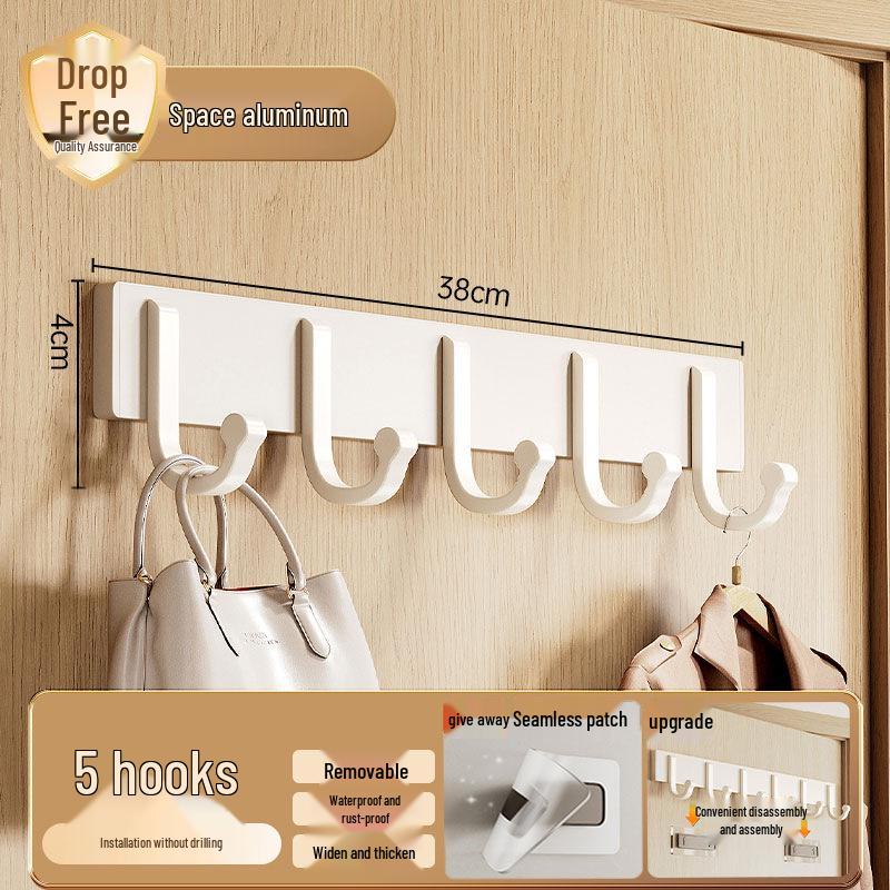 Milky White No-Drill Adhesive Over-the-Door Towel & Clothes Hook