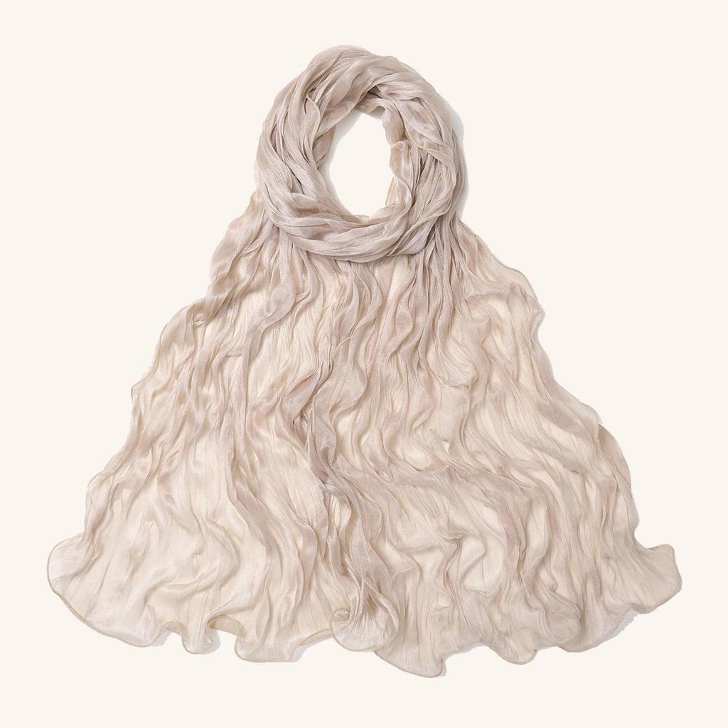 Malaysia Soft Ruffled Lurex Gauze Scarf - Breathable Spring/Summer Headscarf