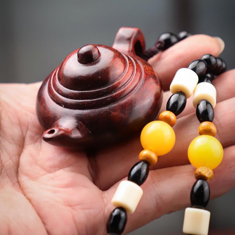 Small-Leaf Red Sandalwood Pendant: Wealth-Attracting Pixiu, Gourd, Dragon, Tortoise Design