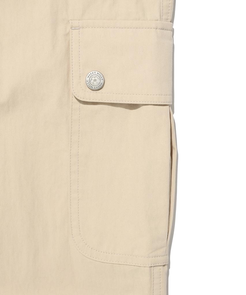 WACKY WILLY Women'S Cargo Parachute Pants Beige
