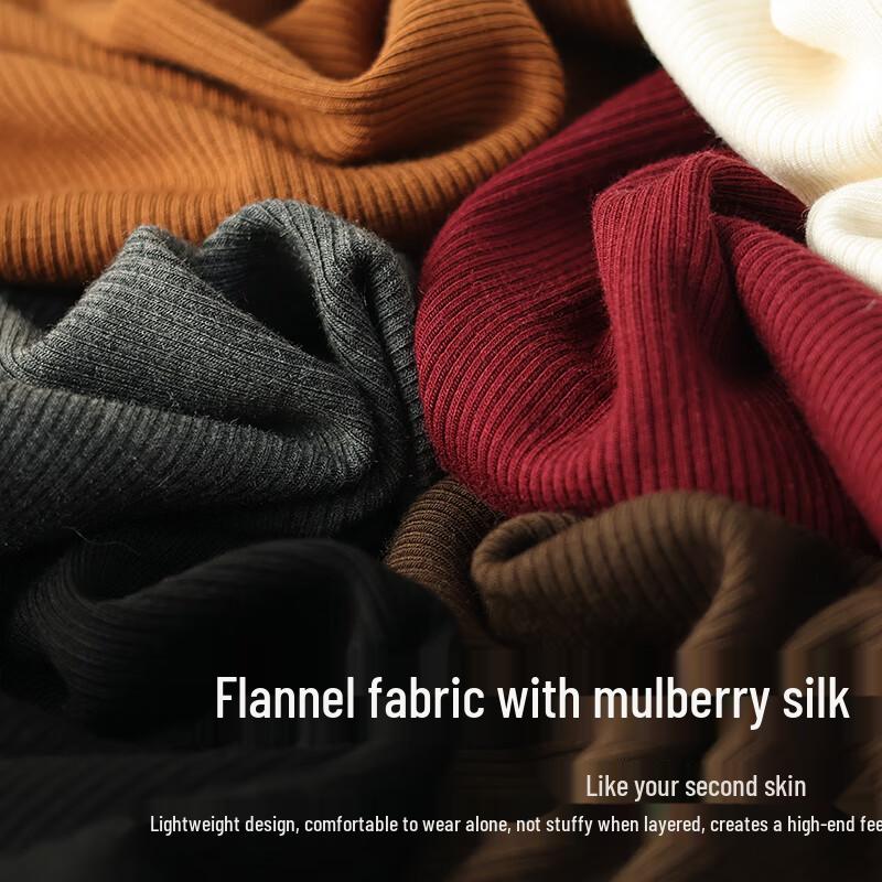 VICTORIA&VERA Women's Silk-Blend Semi-High Collar Long-Sleeve Base Layer