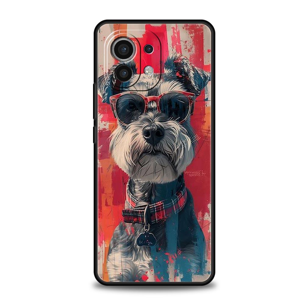 Phone Case For Xiaomi Mi 15 14 14T 13T 12T Pro 12 13 11 Lite 5G 11T X6 X5 Pro Soft TPU Cover Cartoon Schnauzer Dog