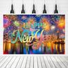 Black Gold 2026 New Year Backdrops Polyester Night Glittering Party Background Champagne Colorful Balloon Photo Background